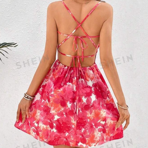 SHEIN women's backless floral print dress size Small - Picture 2 of 3